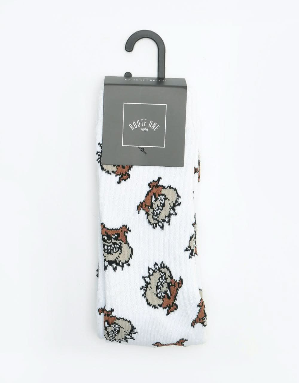 Route One Bulldog Socks - White