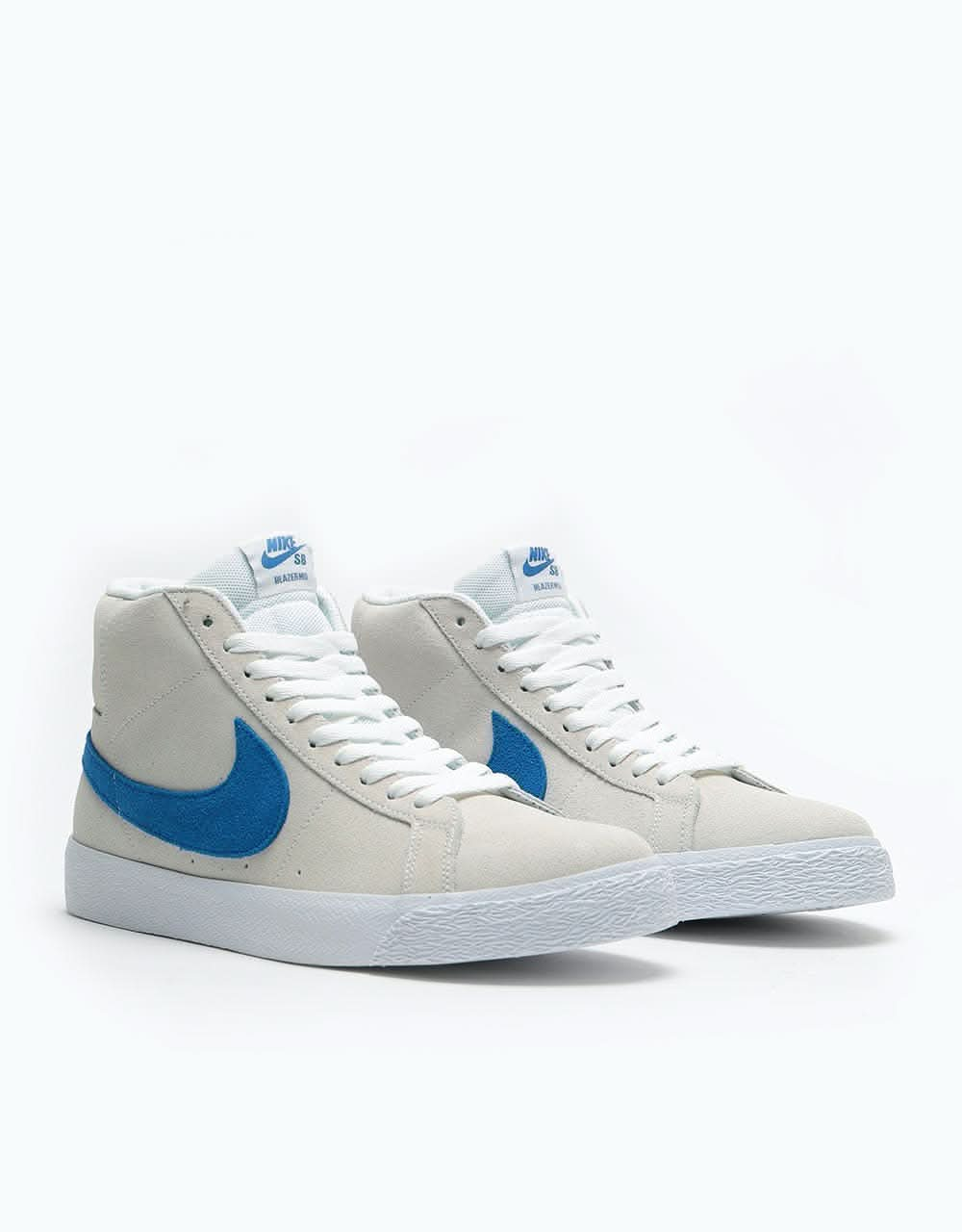 Nike SB Zoom Blazer Mid Skate Shoes - White/Team Royal-White-Cerulean