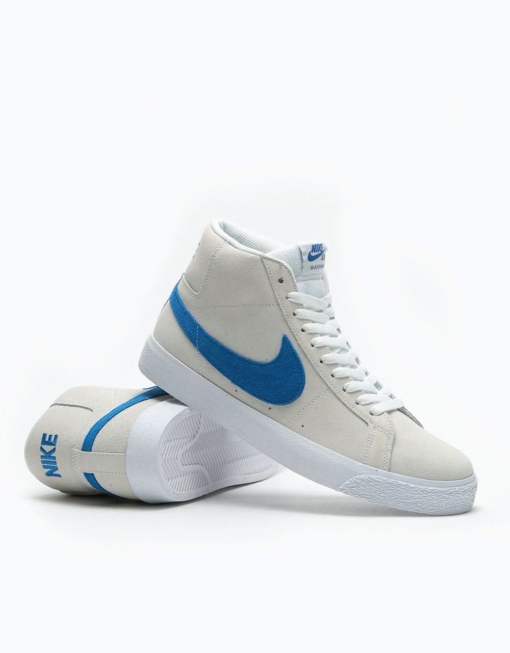 Nike SB Zoom Blazer Mid Skate Shoes - White/Team Royal-White-Cerulean