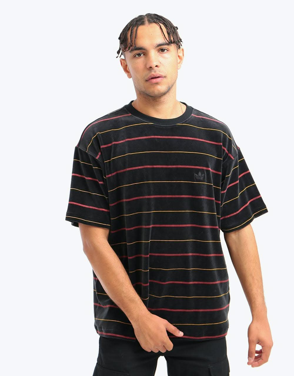 Adidas Velour Jersey T-Shirt - Black/Legacy Red/Legacy Gold/Off White