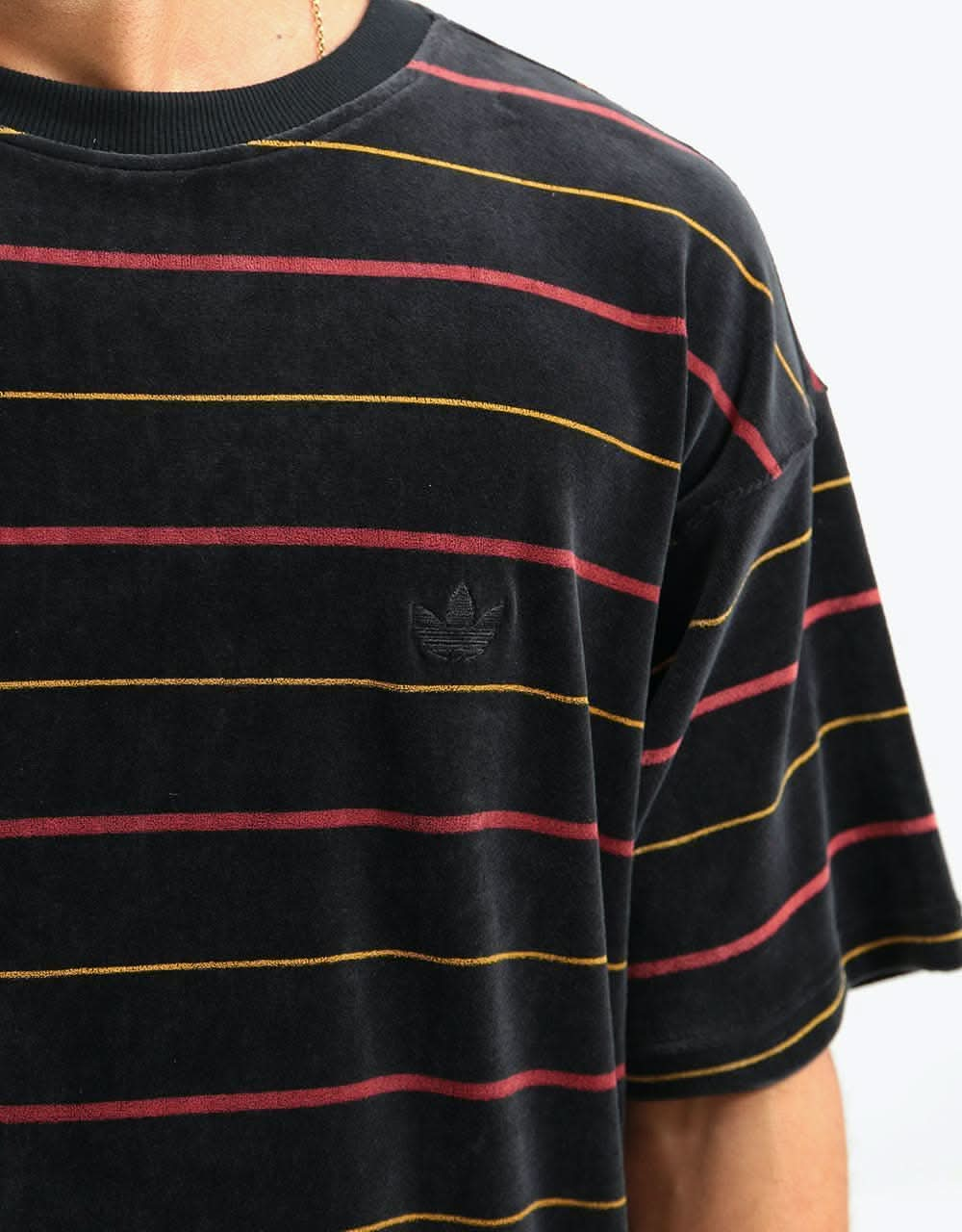 Adidas Velour Jersey T-Shirt - Black/Legacy Red/Legacy Gold/Off White