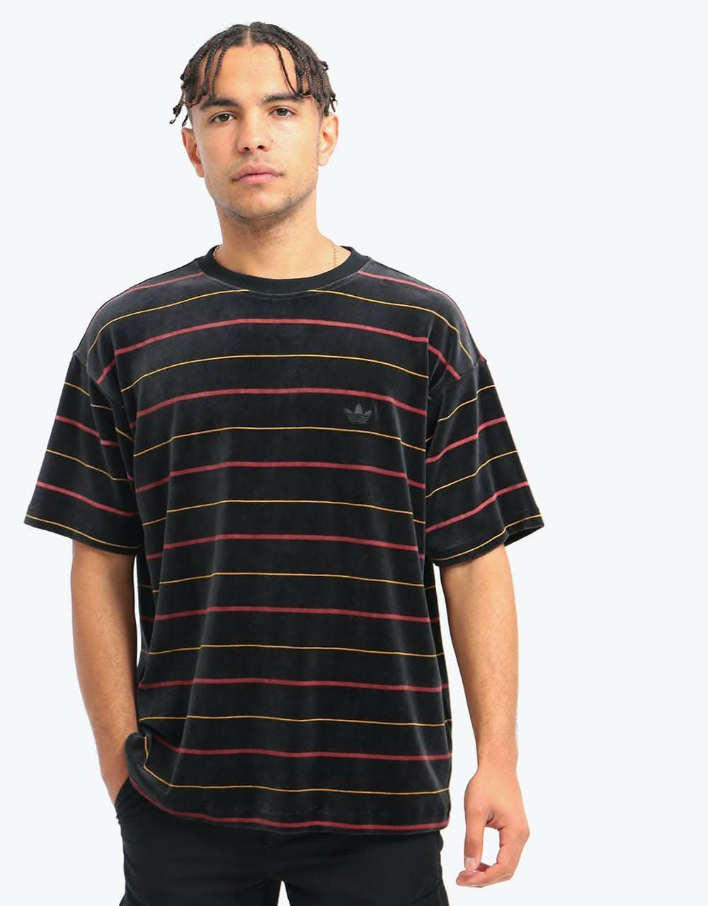 Adidas Velour Jersey T-Shirt - Black/Legacy Red/Legacy Gold/Off White