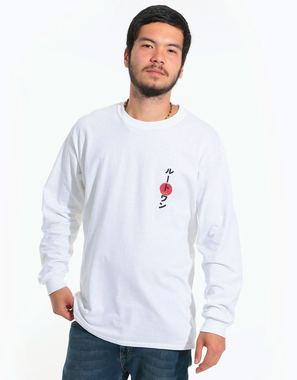 Route One Katakana II Long Sleeve T-Shirt - White