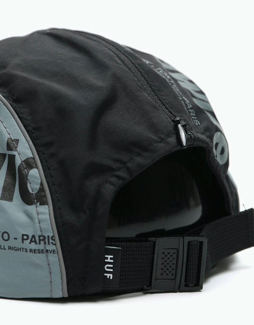 HUF Concealed Pocket Volley 5 Panel Cap - Black