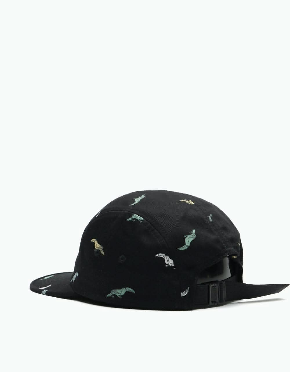 Magenta Flock 5 Panel Cap - Black