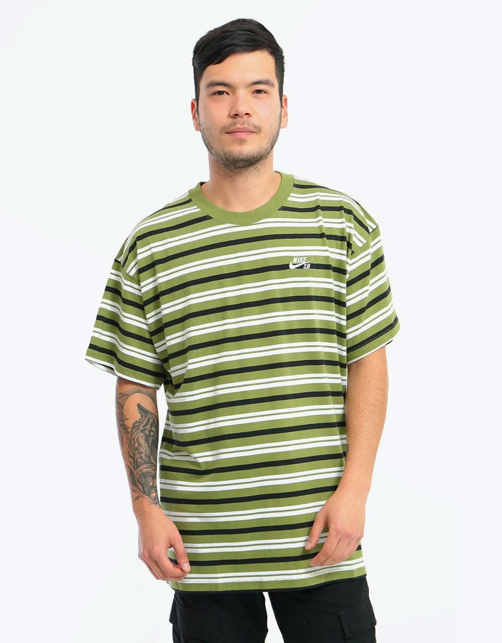 Nike SB AOP Stripe T-Shirt - Asparagus