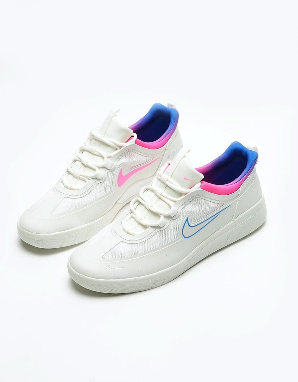 Nike SB Nyjah Free 2.0 T Skate Shoes - Summit White/Racer Blue-Pink Bl