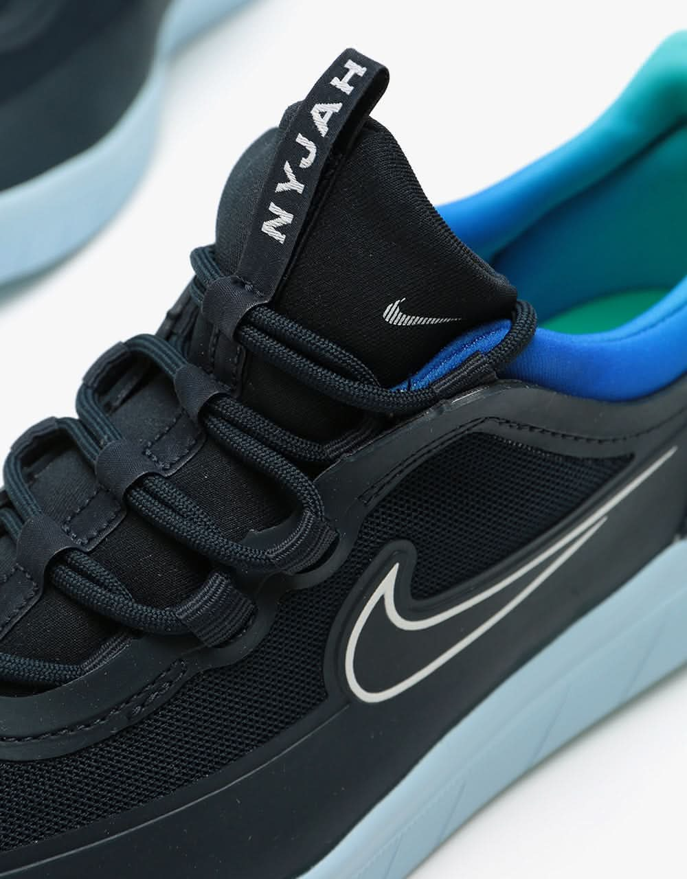 Nike SB Nyjah Free 2.0 T Skate Shoes - Dark Obsidian/White-Hyper Jade