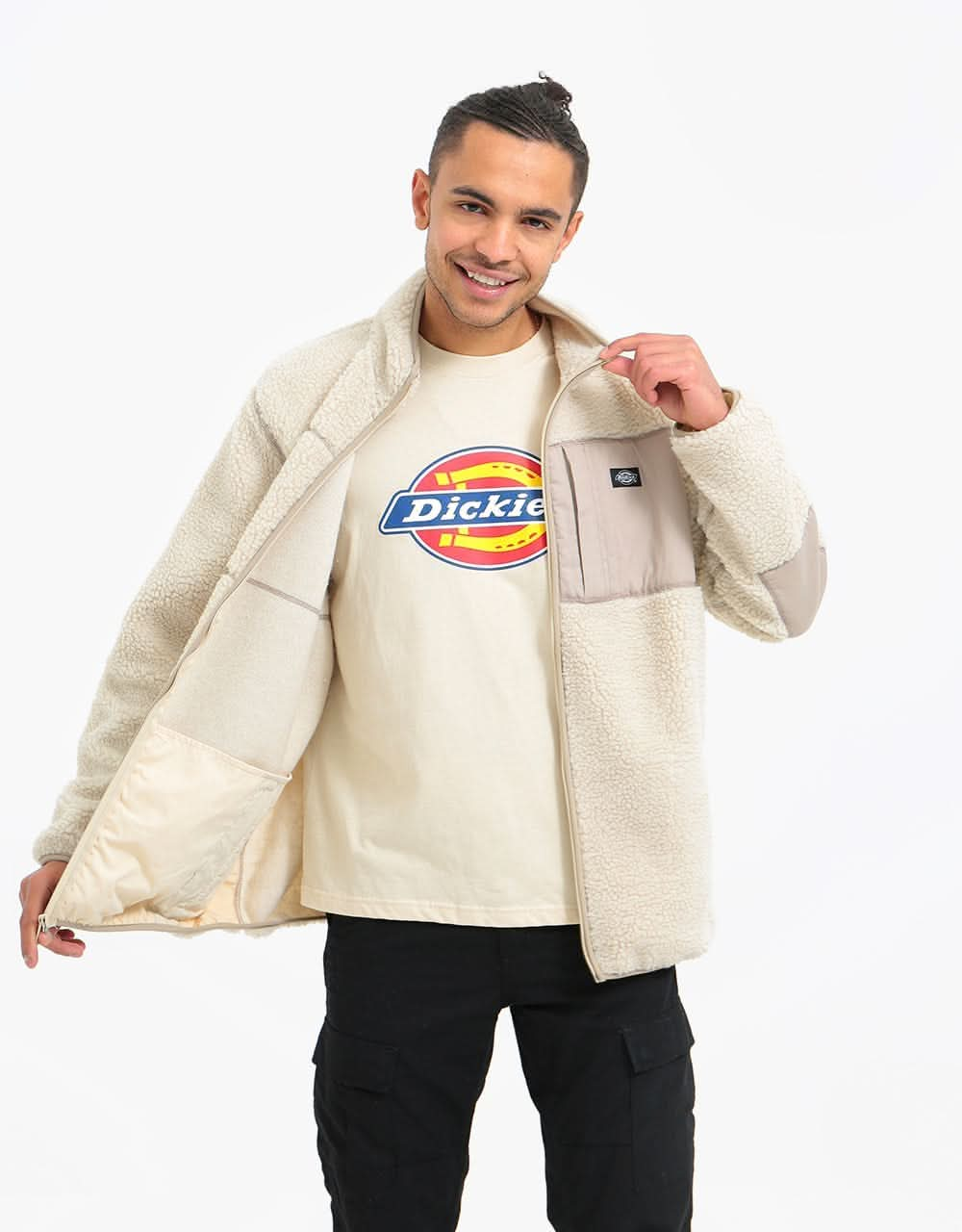 Dickies Red Chute Sherpa Zip Through - Light Taupe