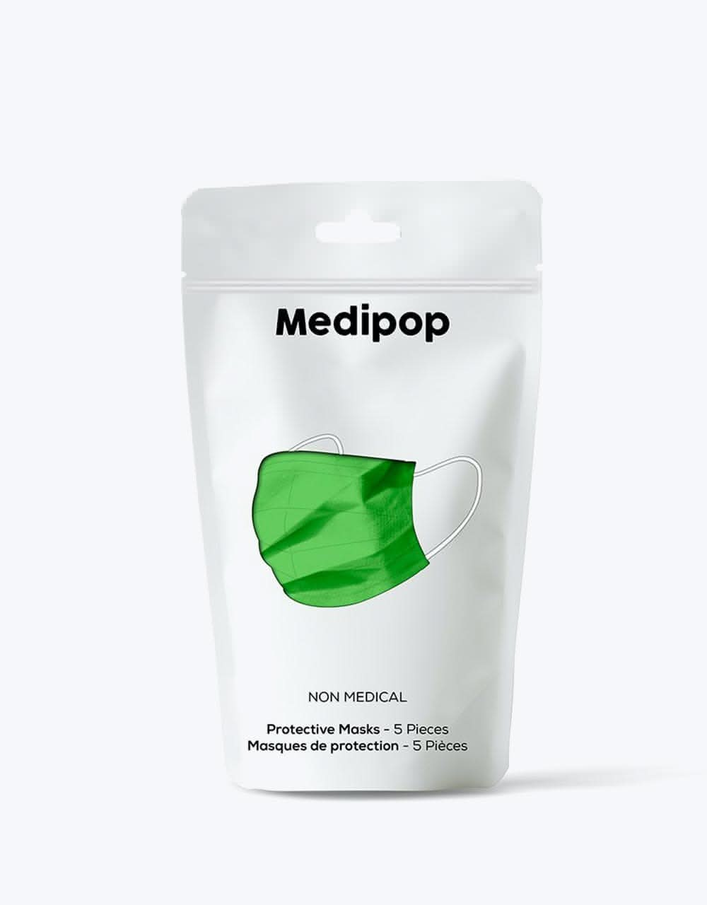 Medipop Disposable D Face Mask 5 Pack - Neon Green