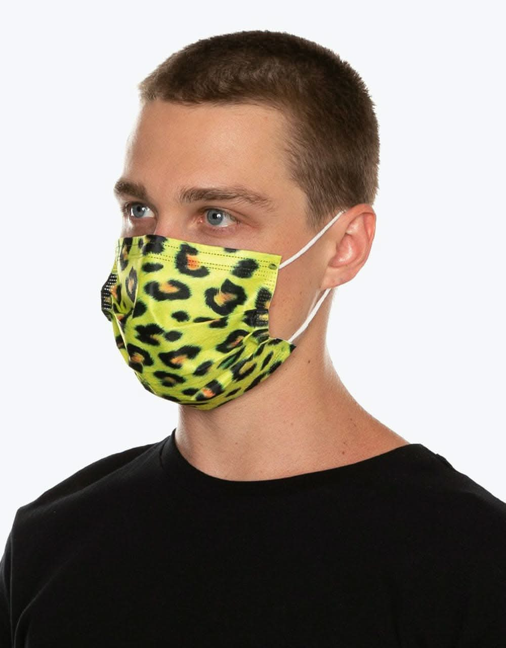 Medipop Disposable D Face Mask 5 Pack - Yellow Leopard