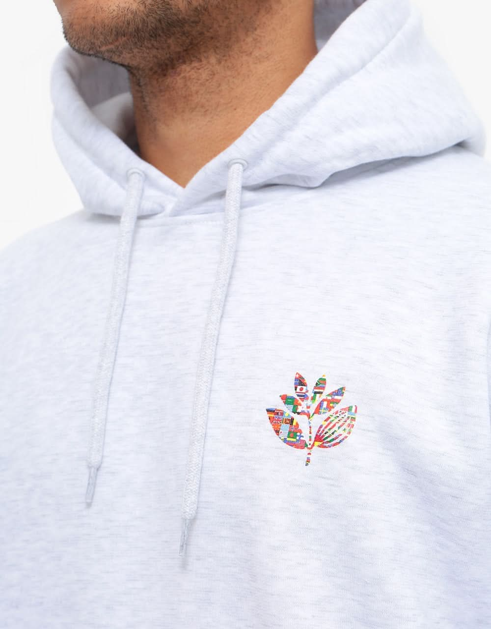 Magenta Plant Flag Pullover Hoodie - Ash