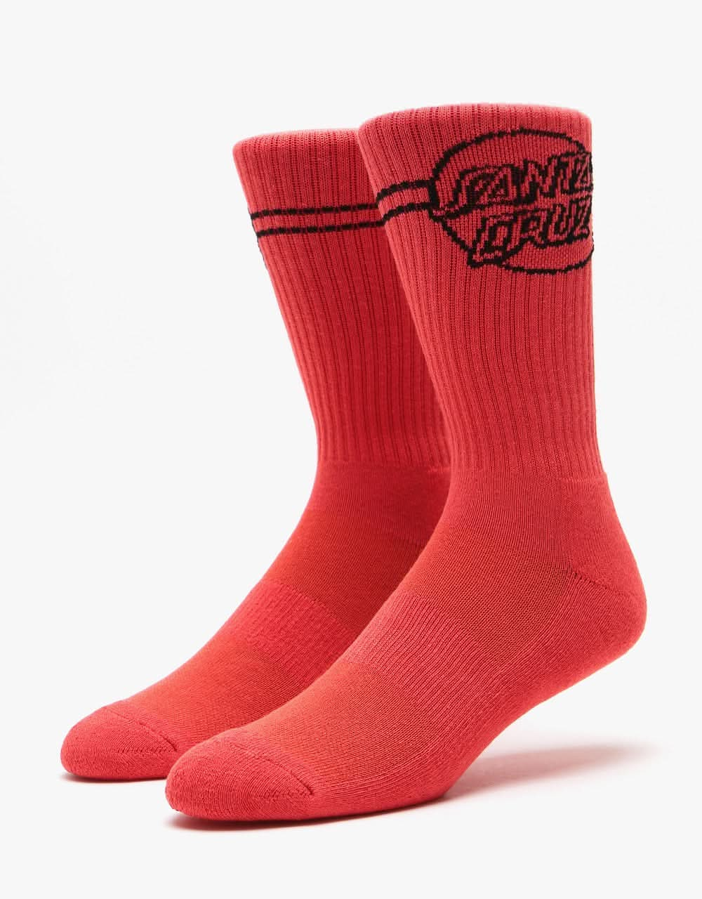 Santa Cruz Opus Dot Stripe Socks - Hot Coral