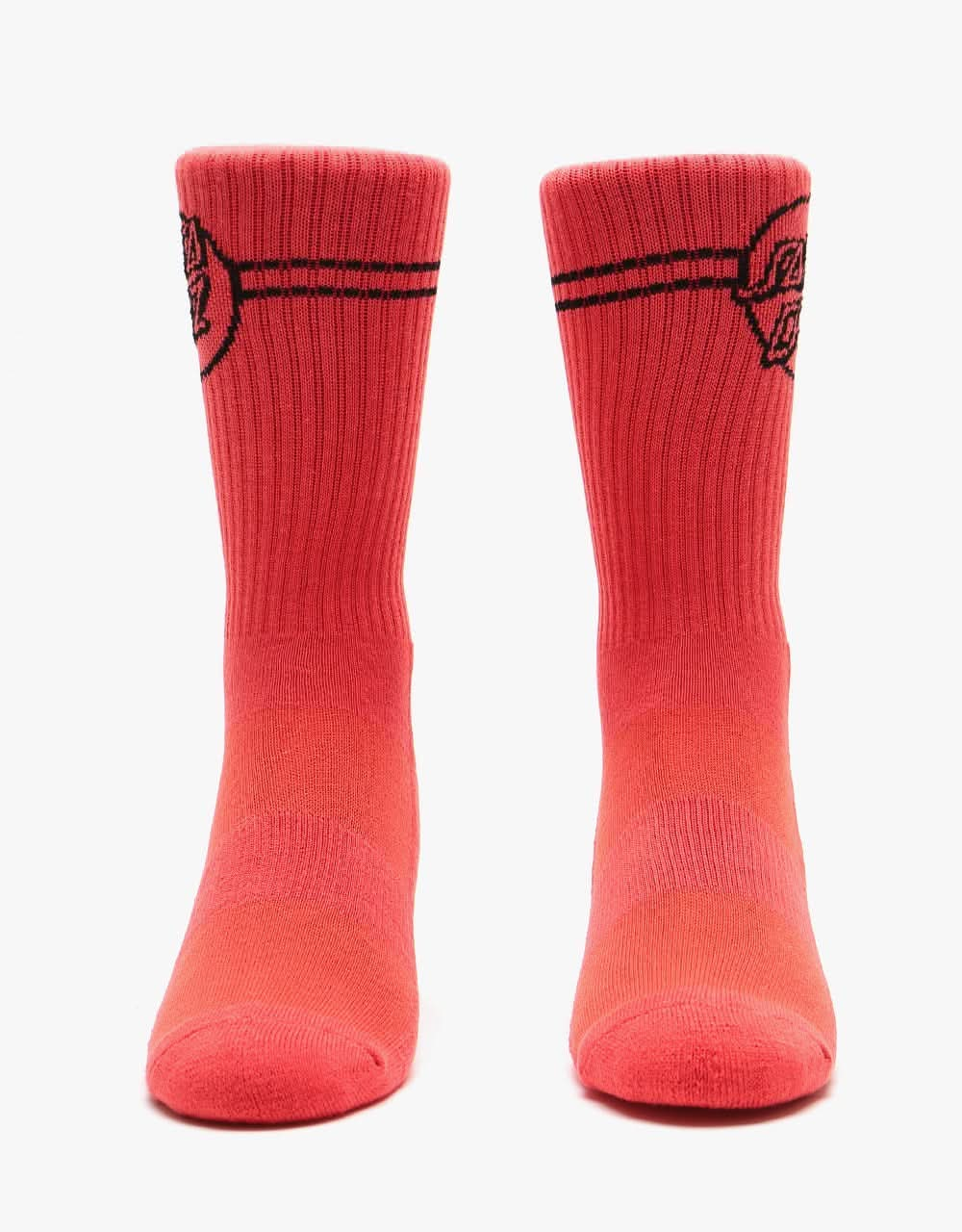 Santa Cruz Opus Dot Stripe Socks - Hot Coral