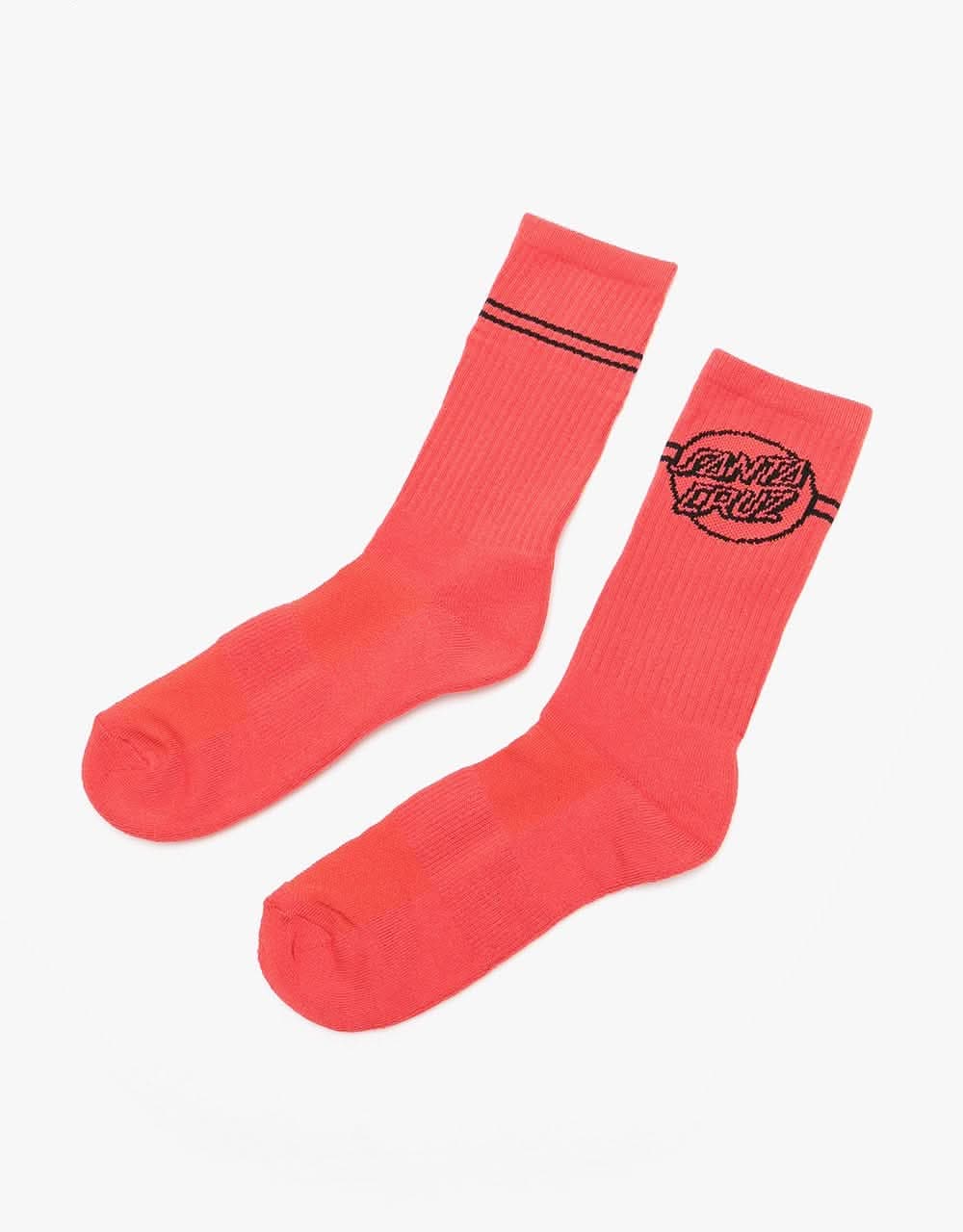 Santa Cruz Opus Dot Stripe Socks - Hot Coral