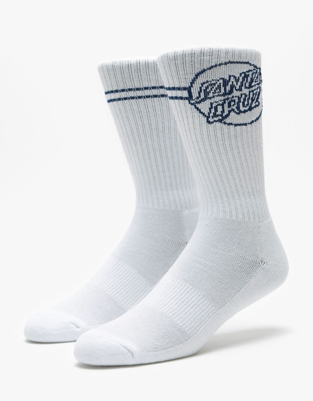 Santa Cruz Opus Dot Stripe Socks - White/Navy