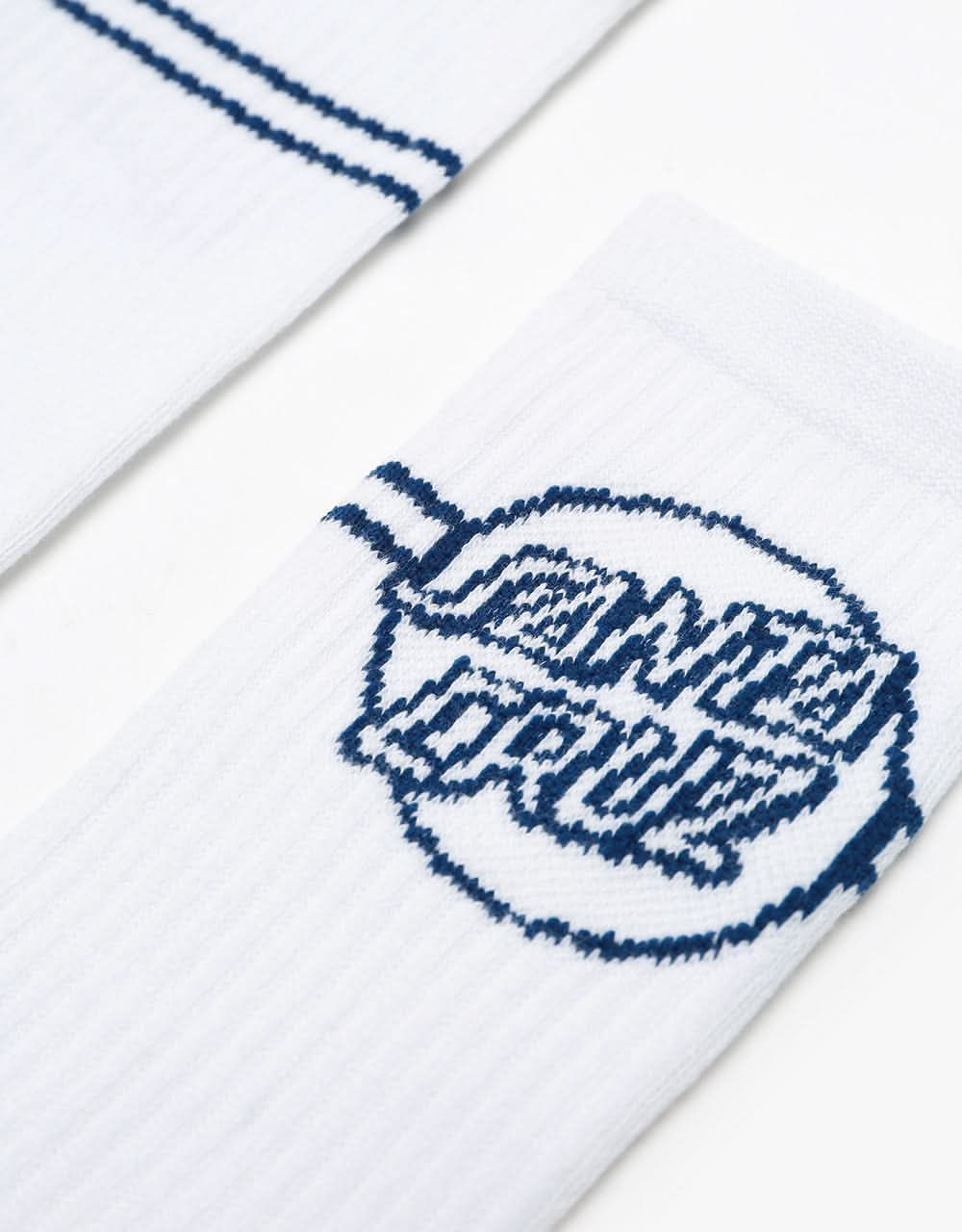 Santa Cruz Opus Dot Stripe Socks - White/Navy