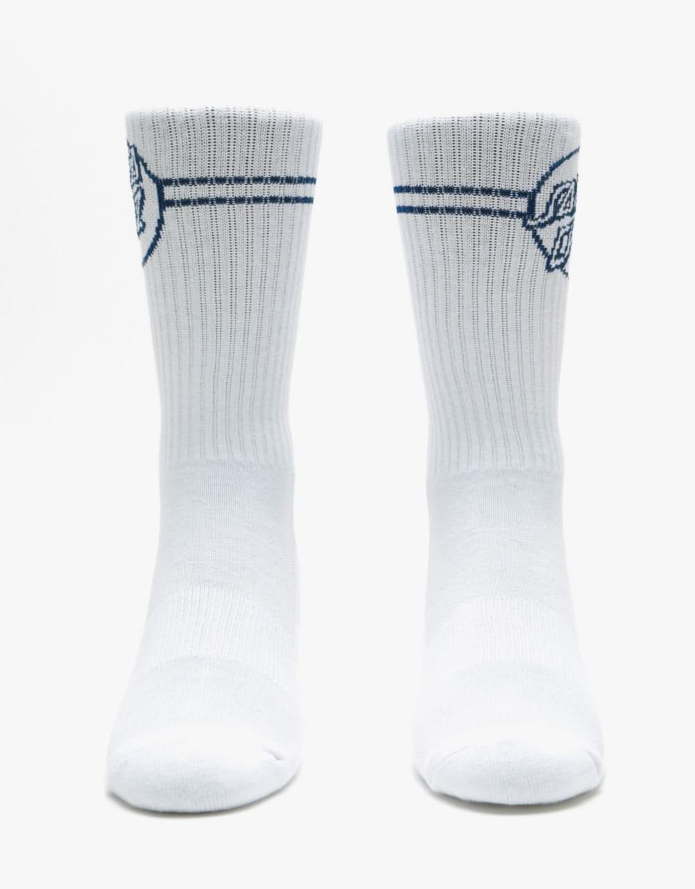 Santa Cruz Opus Dot Stripe Socks - White/Navy