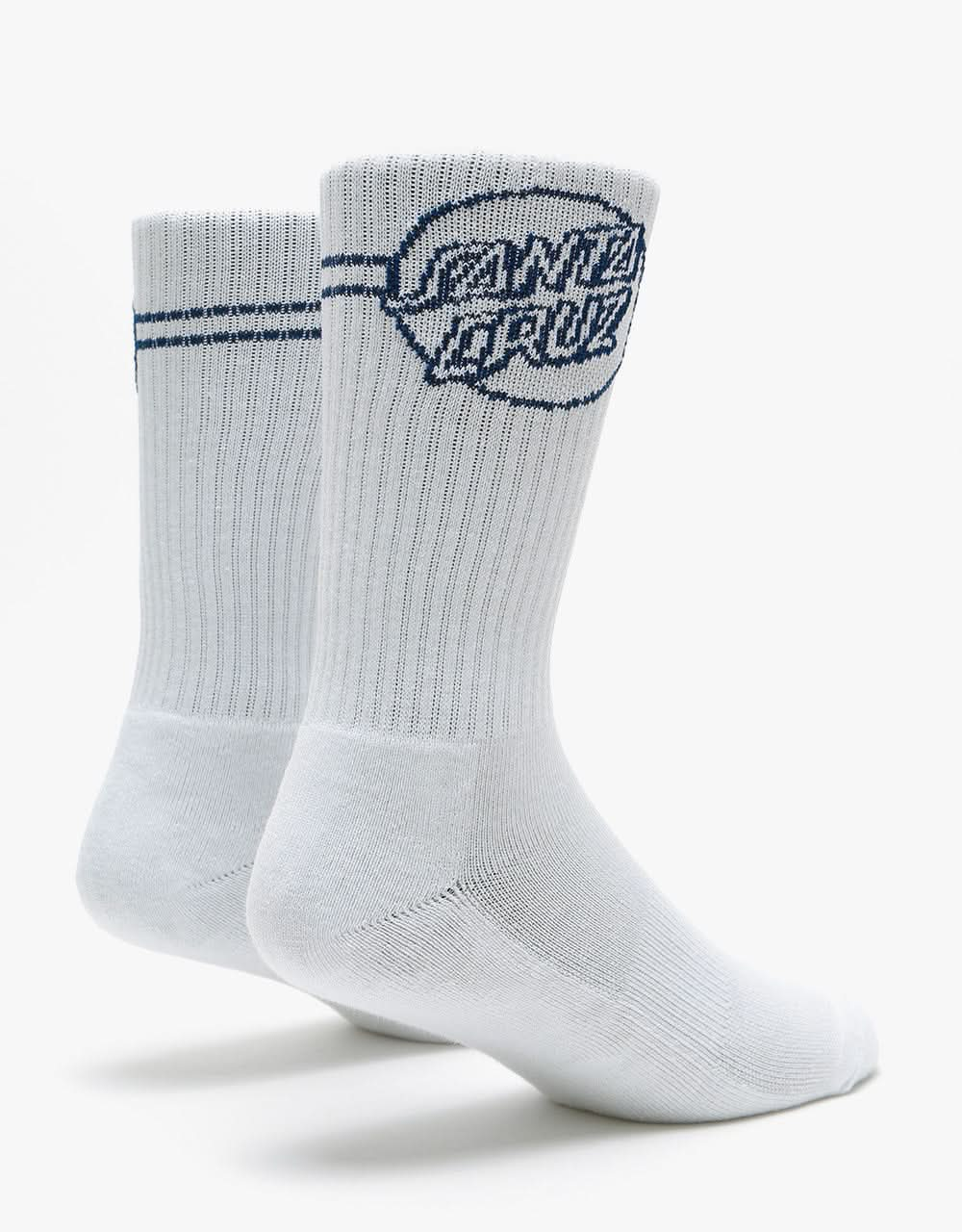 Santa Cruz Opus Dot Stripe Socks - White/Navy