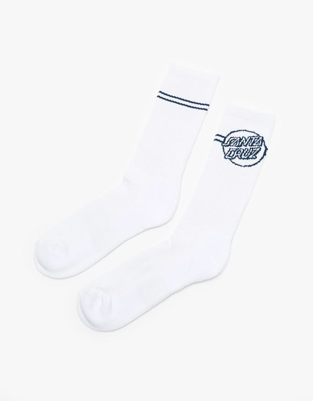 Santa Cruz Opus Dot Stripe Socks - White/Navy