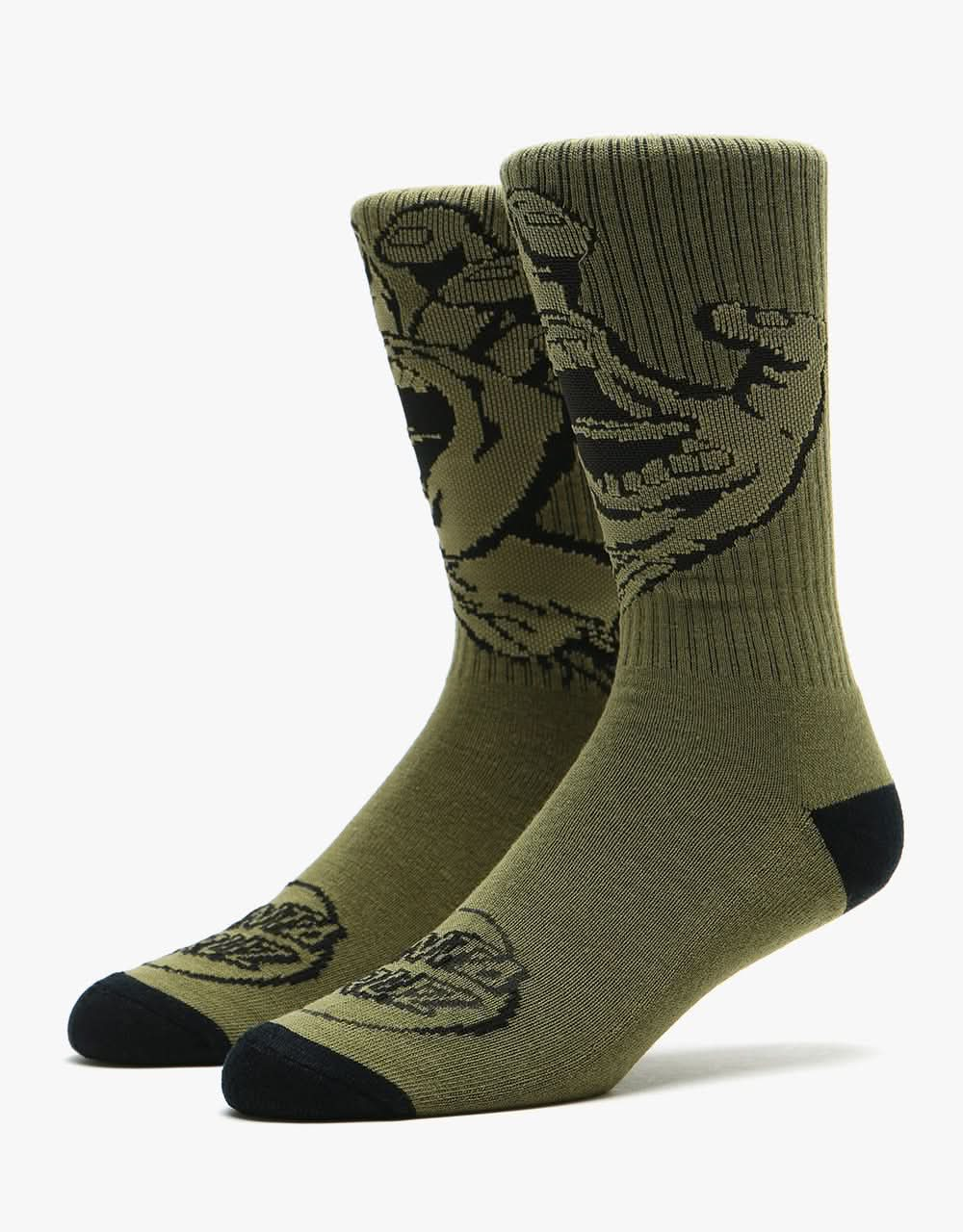 Santa Cruz Screaming Hand Mono Socks - Army Green