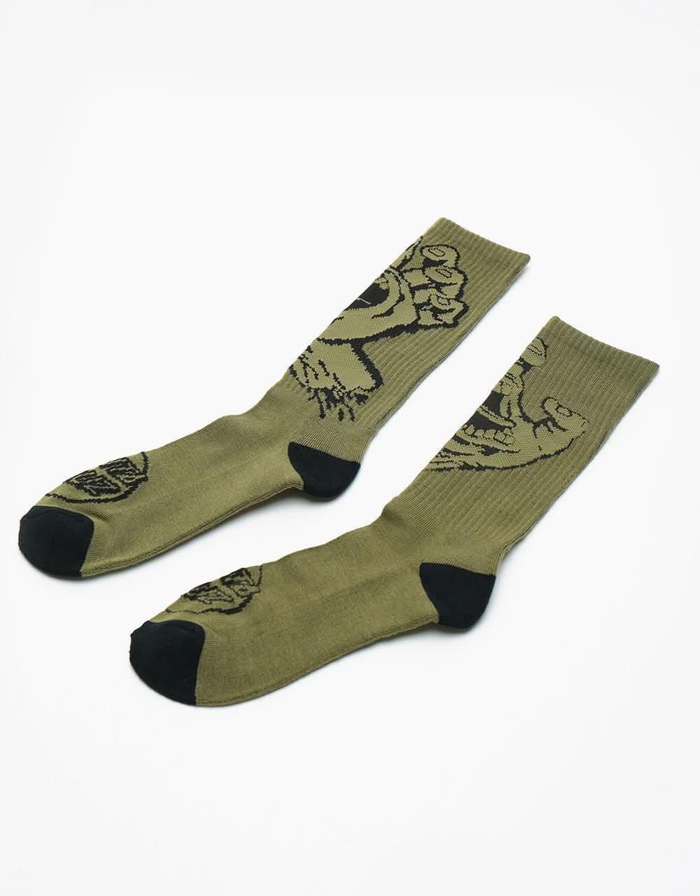 Santa Cruz Screaming Hand Mono Socks - Army Green