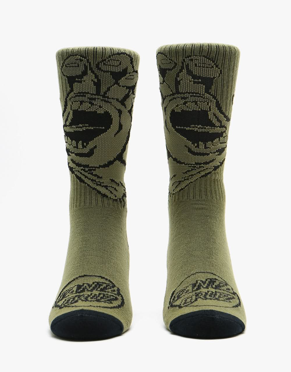 Santa Cruz Screaming Hand Mono Socks - Army Green