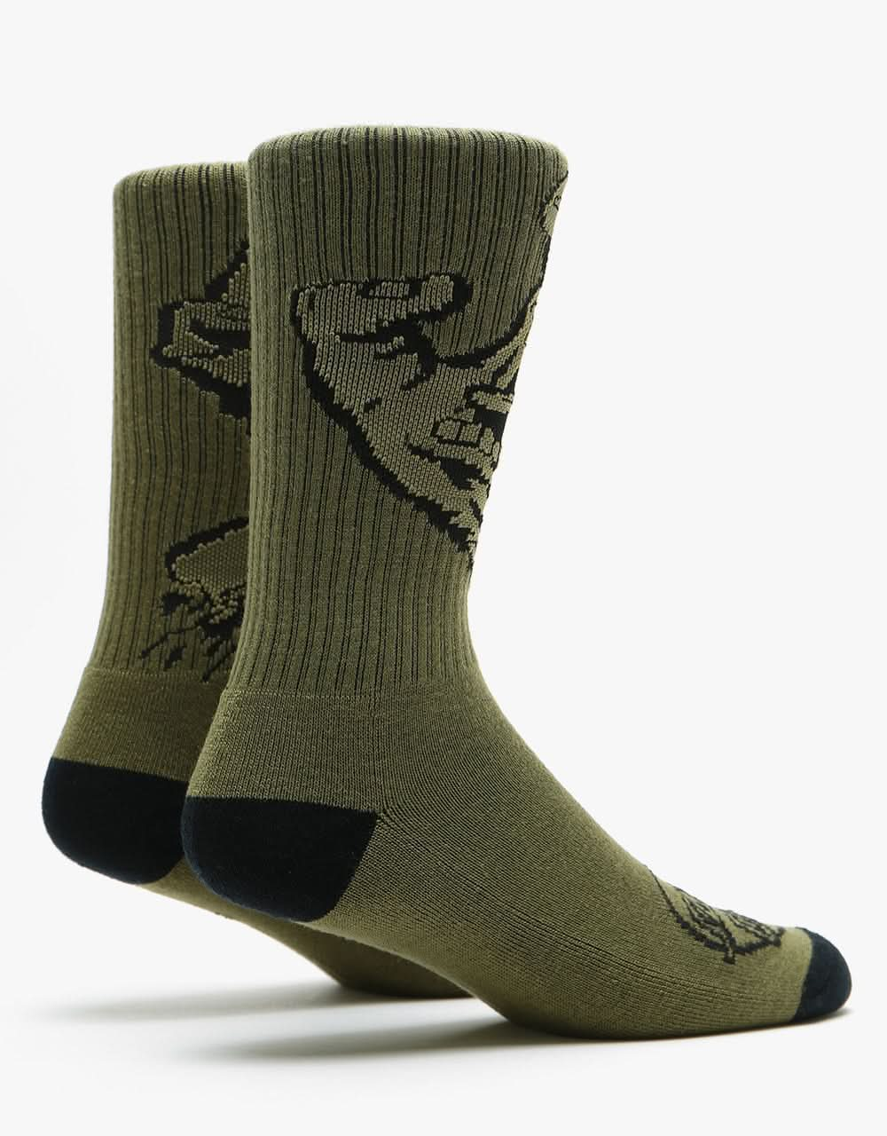 Santa Cruz Screaming Hand Mono Socks - Army Green