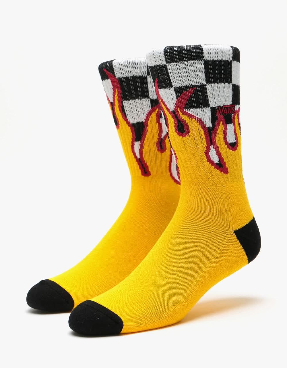 Vans Flame Check Crew Socks - Black/White Check/Flame