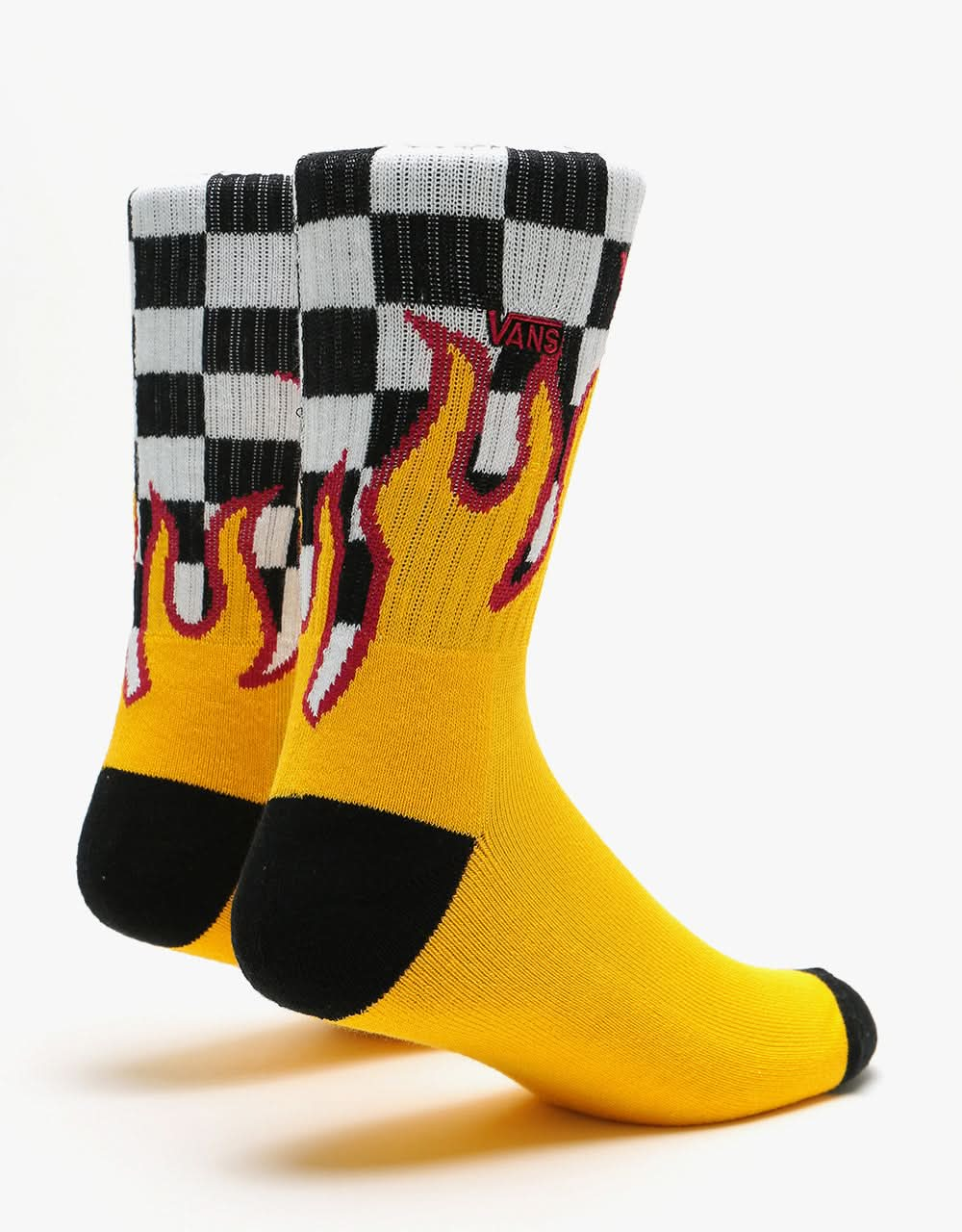 Vans Flame Check Crew Socks - Black/White Check/Flame