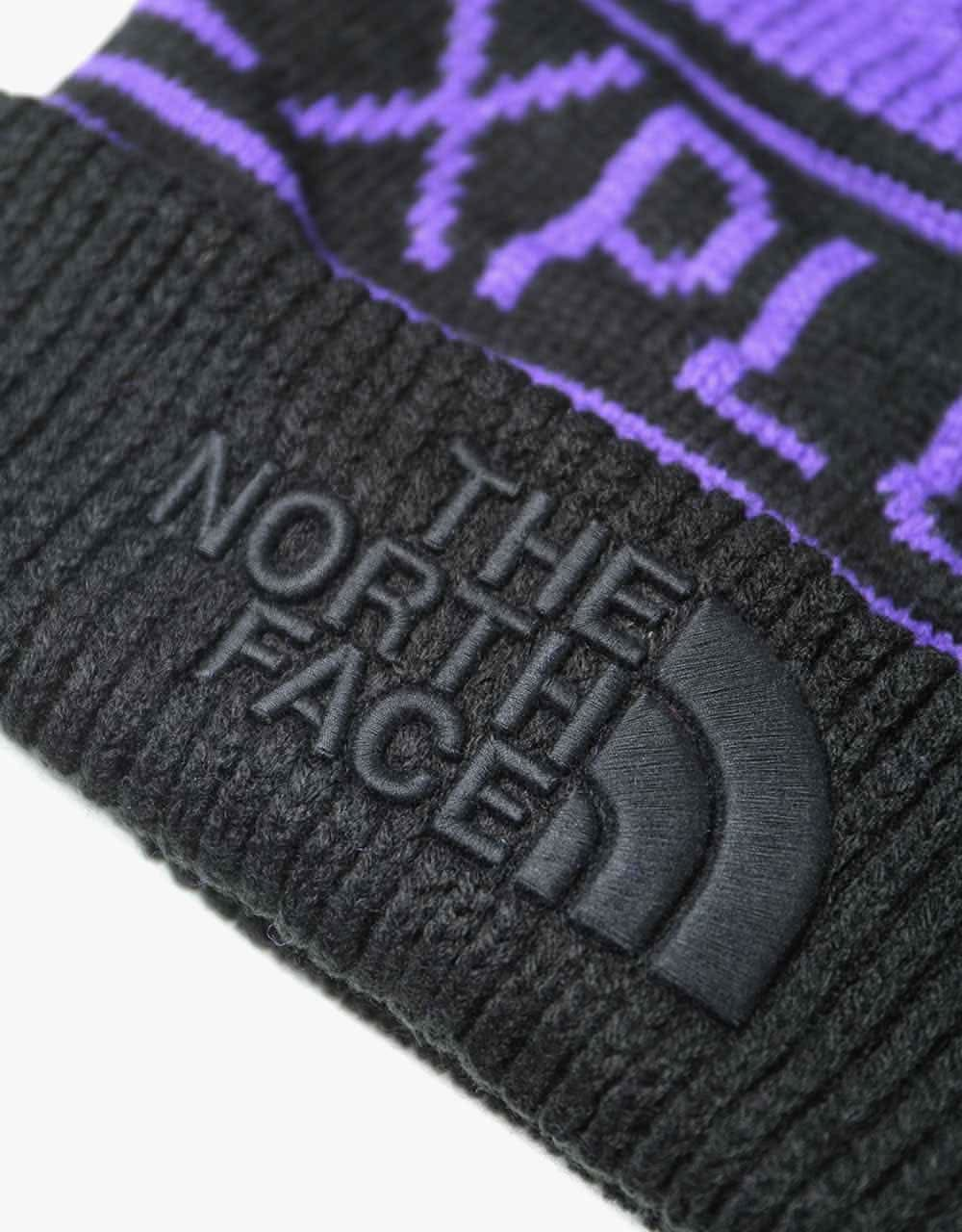 The North Face Retro TNF Pom Beanie - Peak Purple/TNF Black