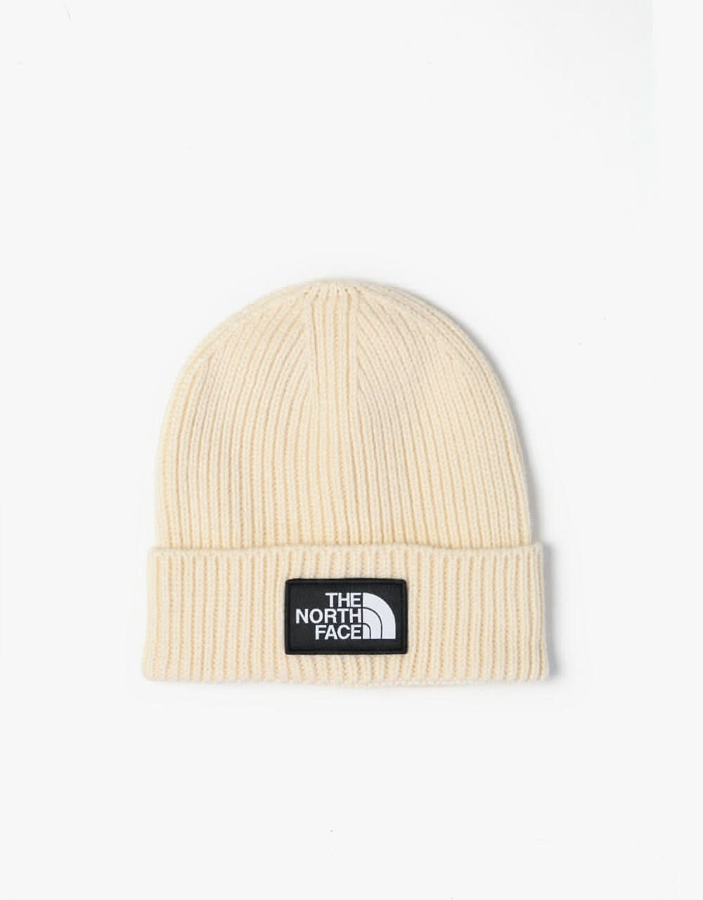 The North Face Logo Box Cuffed Beanie - Bleached Sand