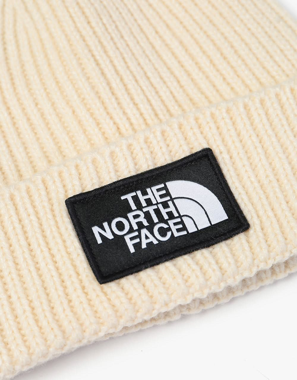 The North Face Logo Box Cuffed Beanie - Bleached Sand