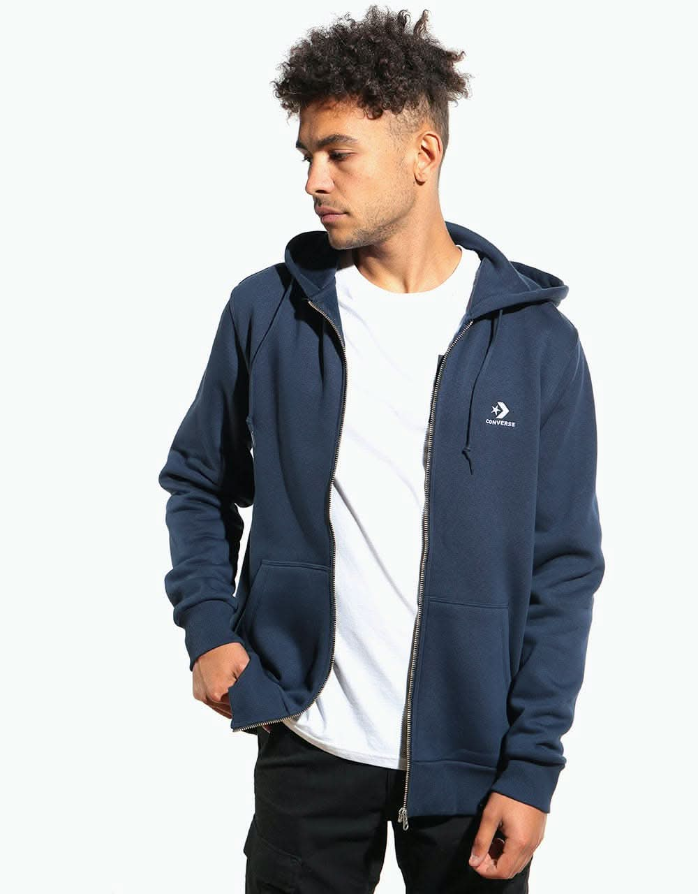 Converse Embroidered Star Chevron FZ Hoodie - Obsidian