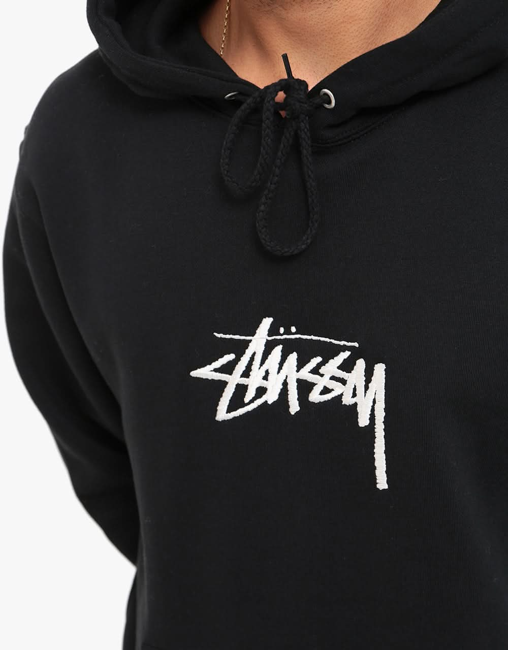 Stüssy Stock Logo Applique Pullover Hoodie - Black