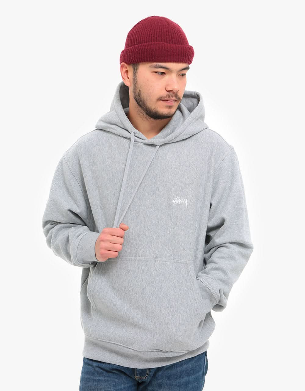 Stüssy Stock Logo Pullover Hoodie - Grey Heather