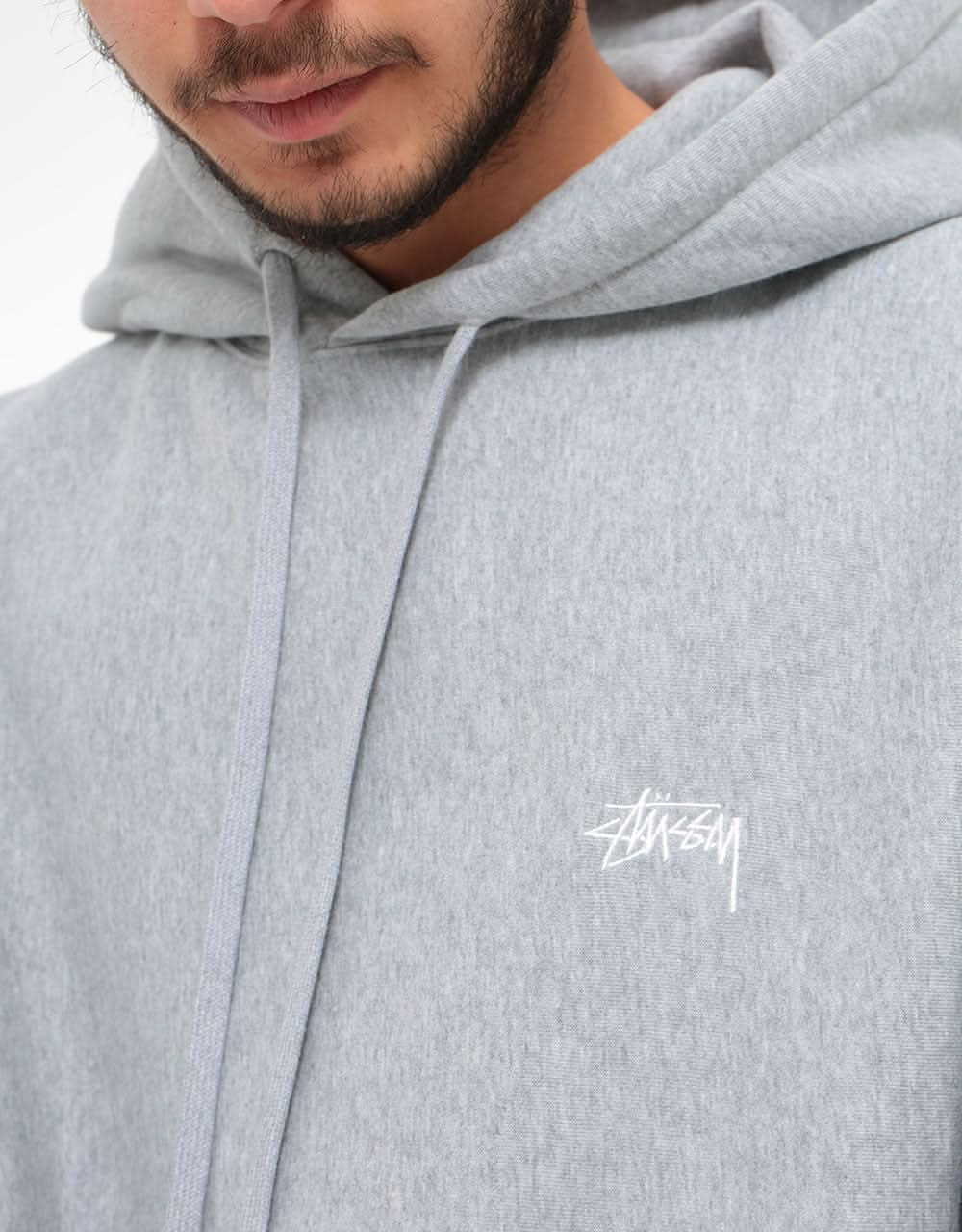 Stüssy Stock Logo Pullover Hoodie - Grey Heather