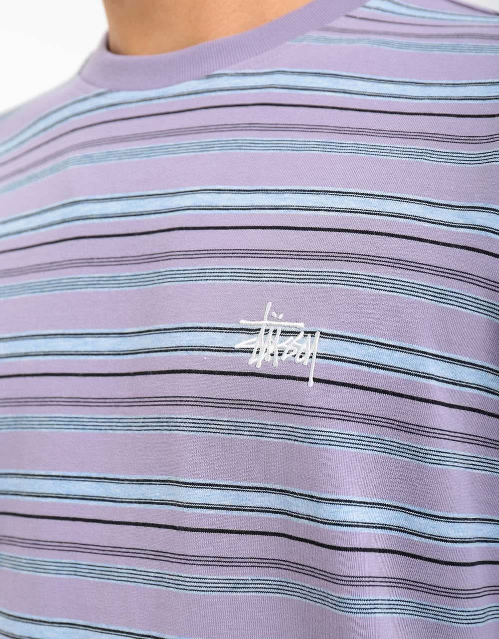 Stüssy Heather Stripe Crew T-Shirt - Lavender