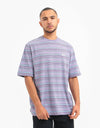 Stüssy Heather Stripe Crew T-Shirt - Lavender