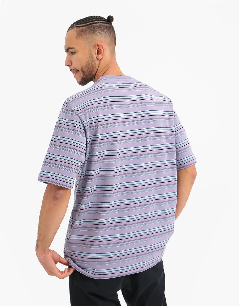 Stüssy Heather Stripe Crew T-Shirt - Lavender