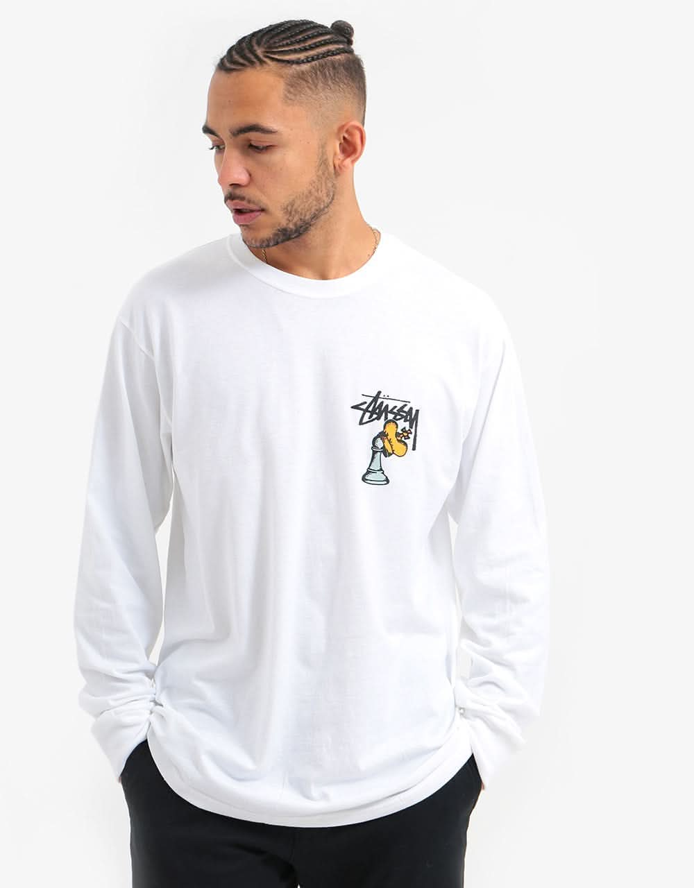 Stüssy Hidden Pawn L/S T-Shirt - White