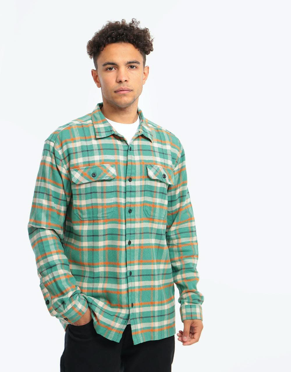 Patagonia Long-Sleeved Fjord Flannel Shirt - Independence: Eelgrass Gr