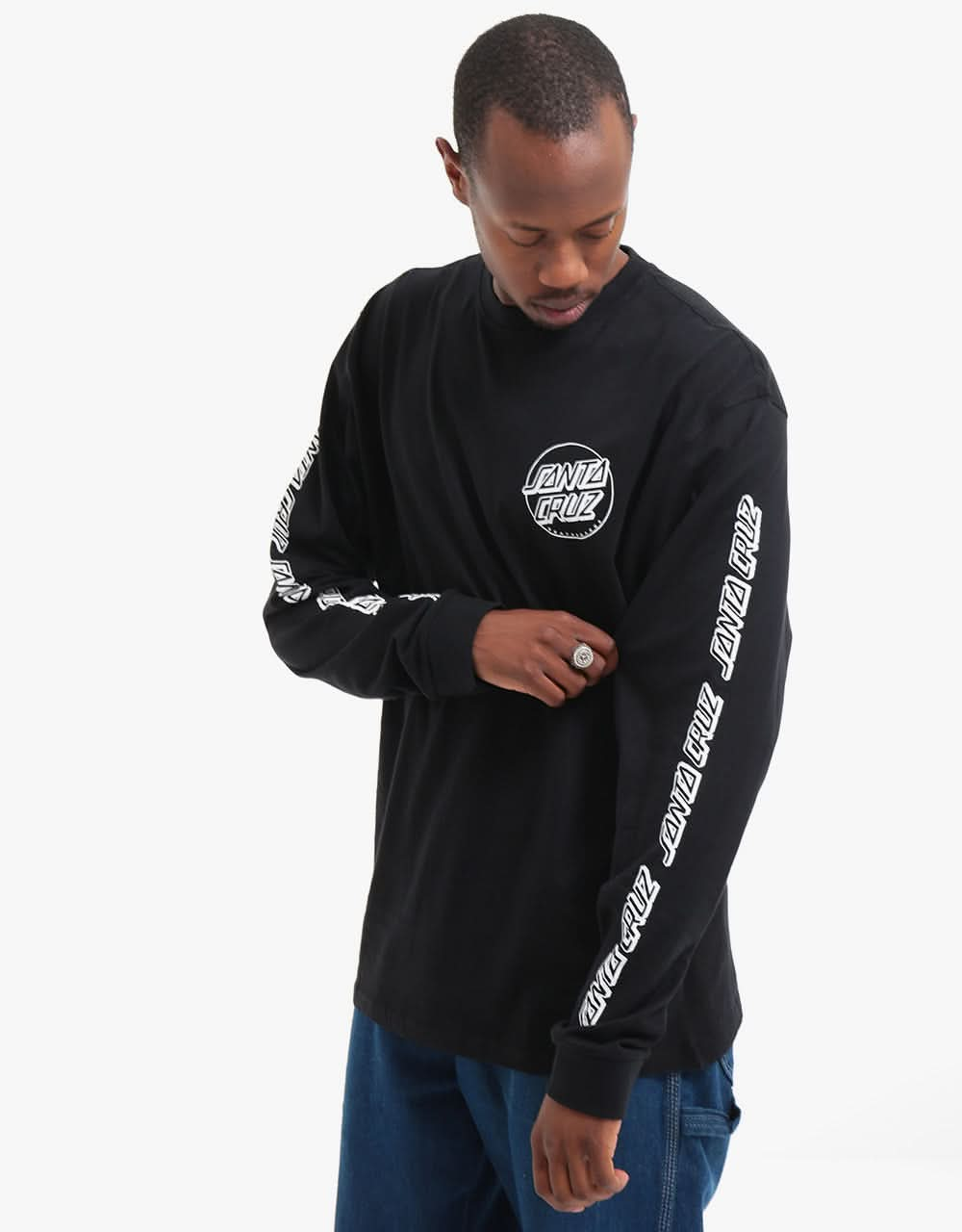 Santa Cruz Opus Dot Sleeves L/S T-Shirt - Black