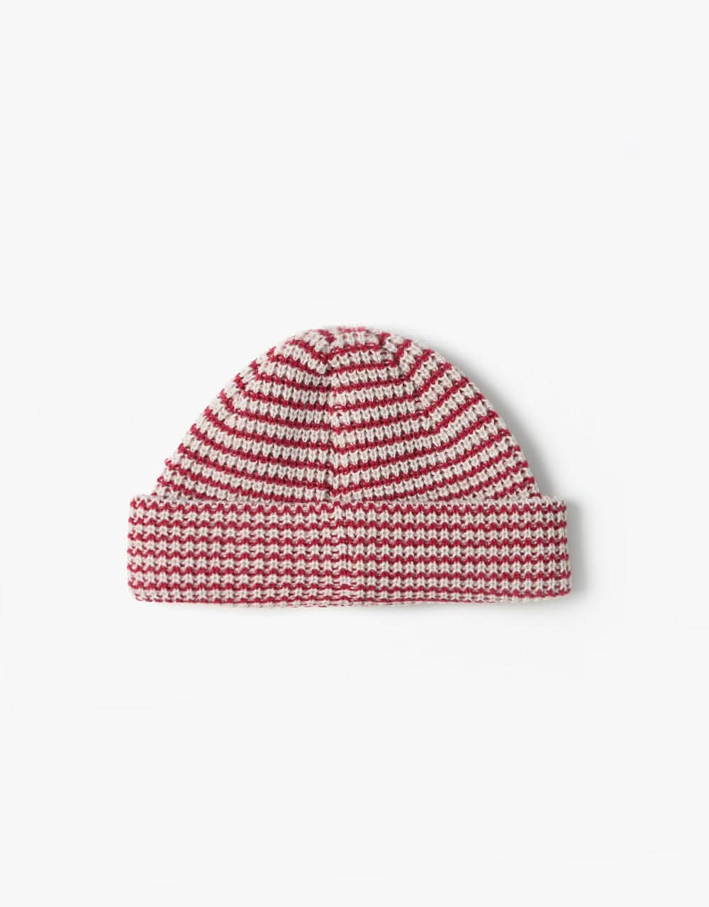 Magenta Striped Low Beanie - Burgundy/White