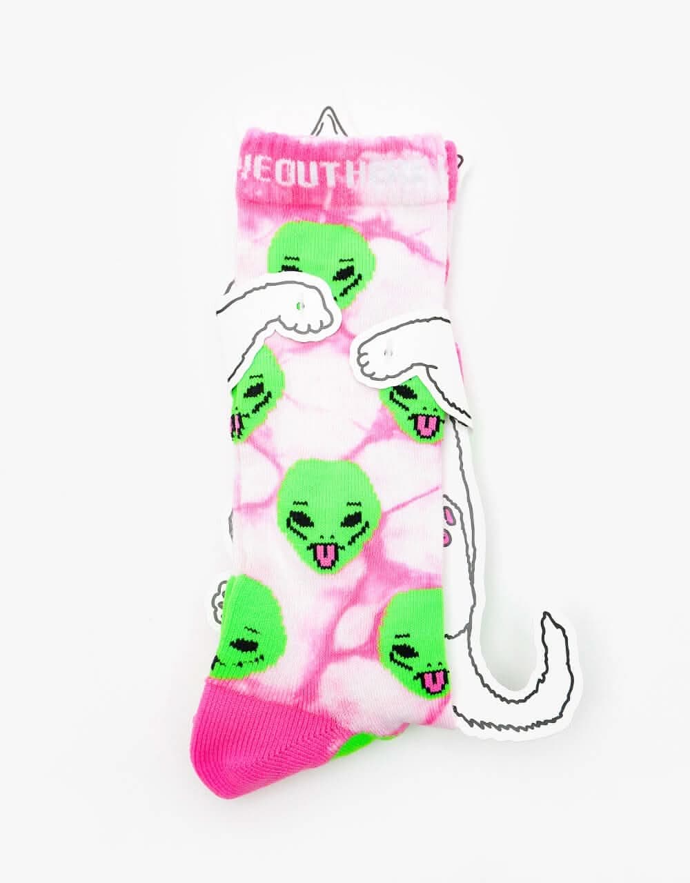 RIPNDIP We Out Here Socks - Pink Lightning Wash