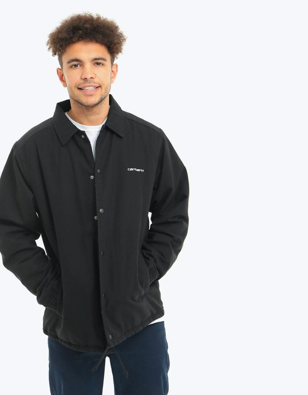 Carhartt WIP Canvas Coach Jacket - Black/White (Stonewashed)