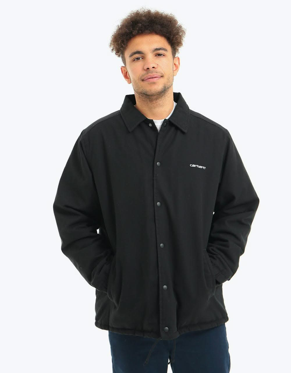 Carhartt WIP Canvas Coach Jacket - Black/White (Stonewashed)