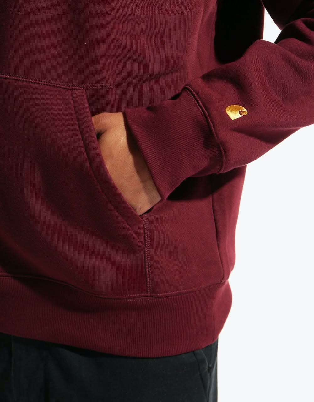 Carhartt WIP Hooded Chase Sweatshirt - Bordeaux/Gold