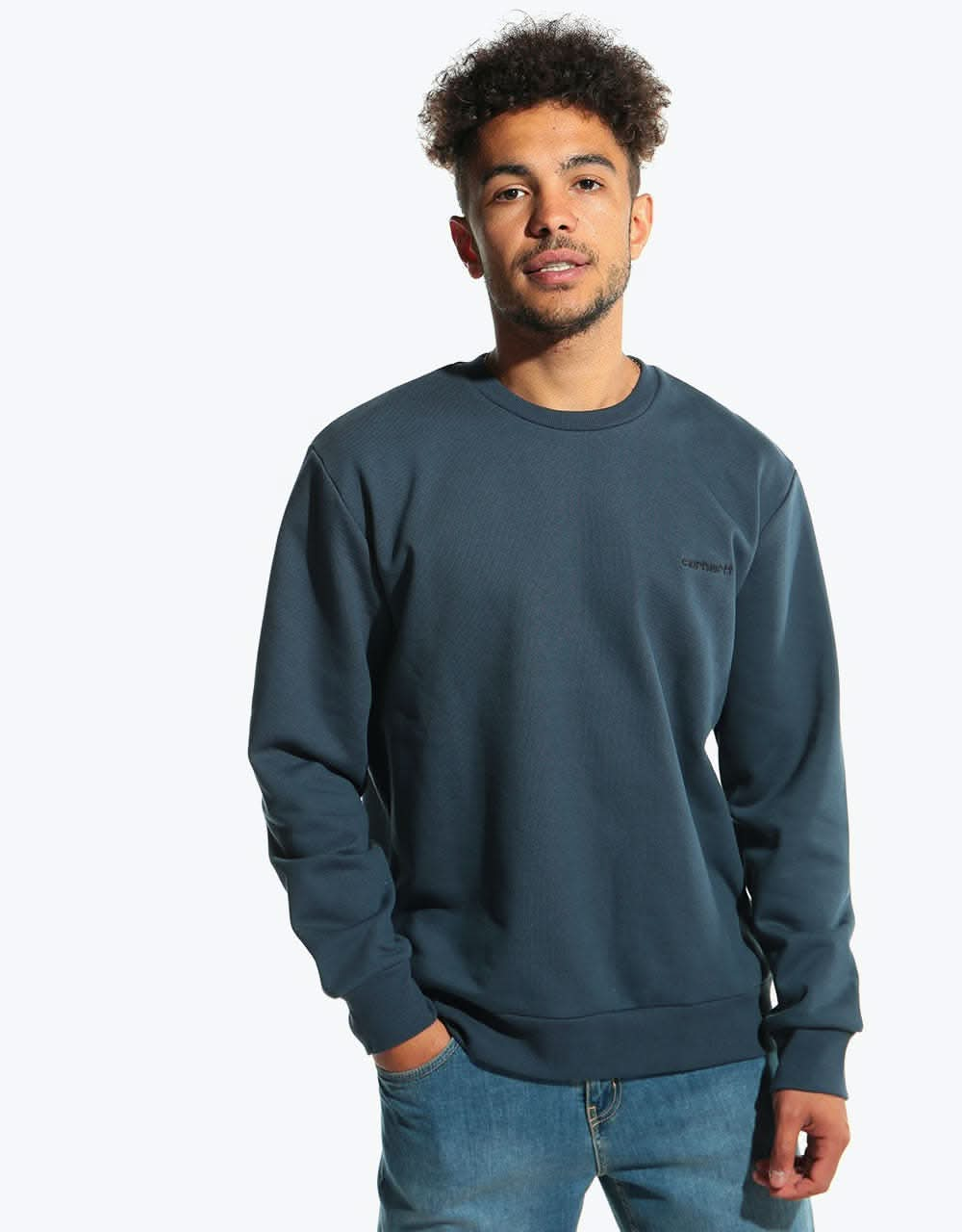 Carhartt WIP Script Embroidery Sweatshirt - Admiral/Black