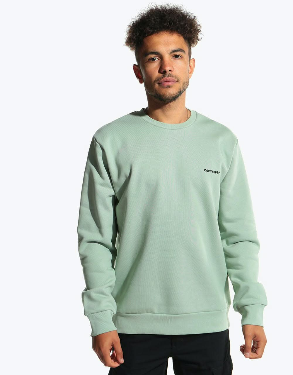 Carhartt WIP Script Embroidery Sweatshirt - Frosted Green/Black